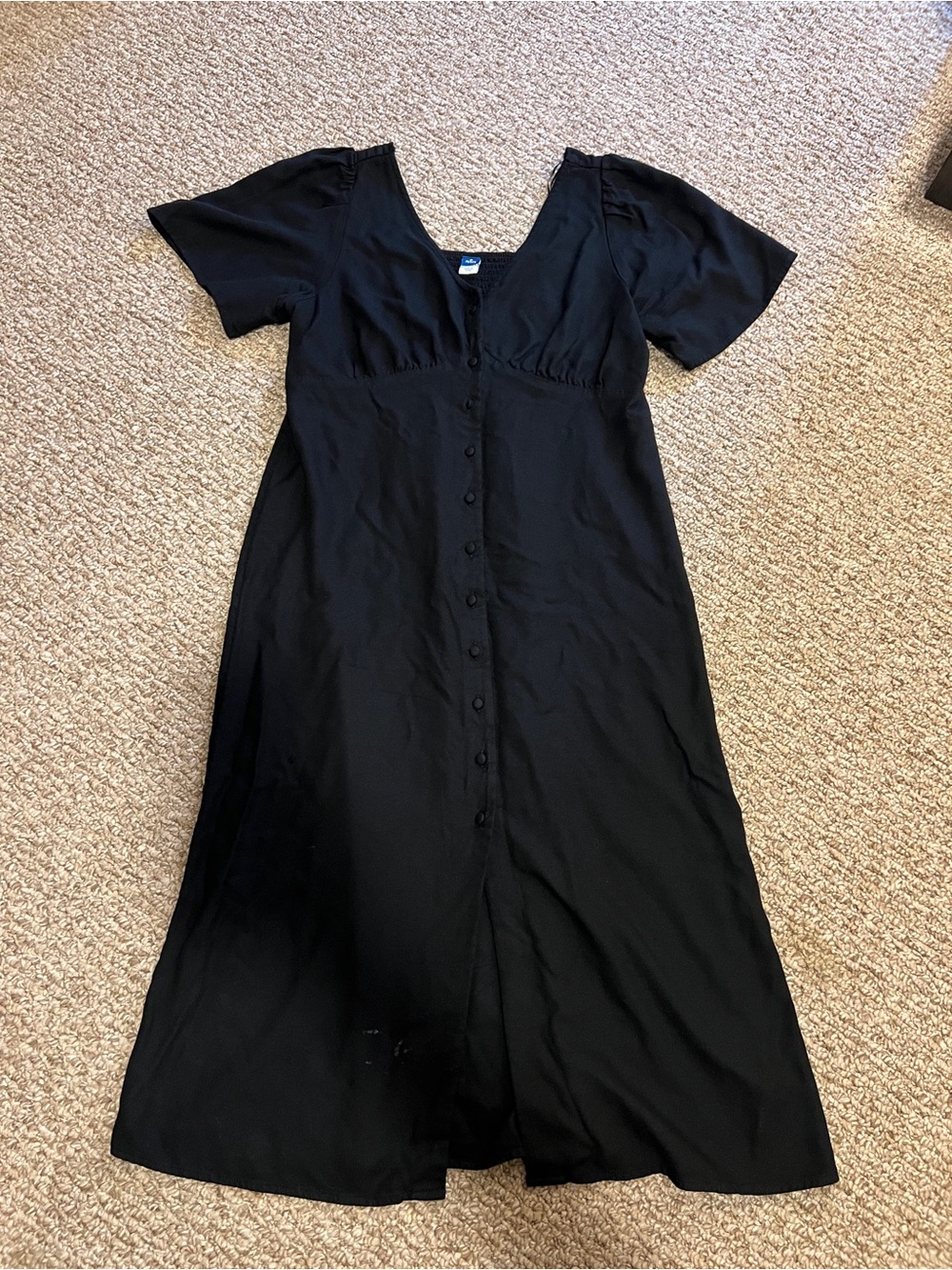 Old Navy Black Button-Front Midi Dress